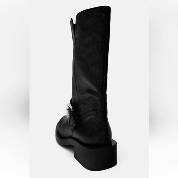 Zara Leather Biker Boots - Picture 6 of 12